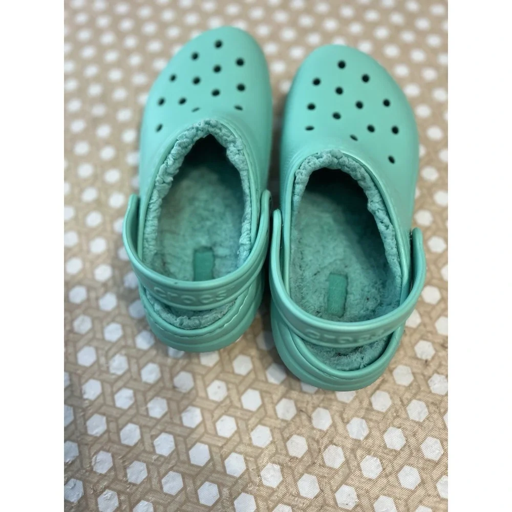 Crocs Fur  Clog Sandals Unisex Little‎ Kids Child Size J 3 Teal